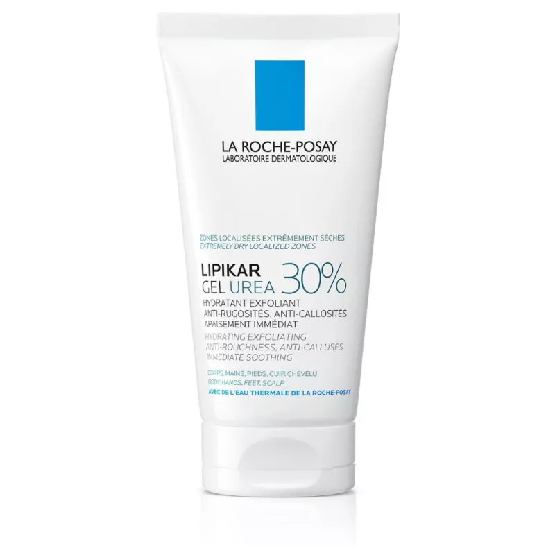 Gel exfoliant Lipikar Gel Urea 30% La Roche-Posay - Corps, mains, pieds & cuir chevelu - 200ml
