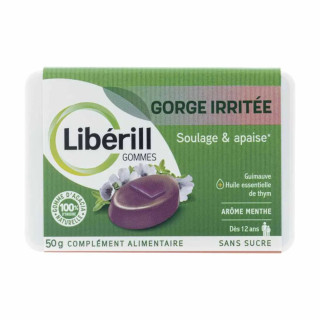 Gommes gorge irritée menthe Libérill - Soulage & apaise la gorge des irritations - 50g