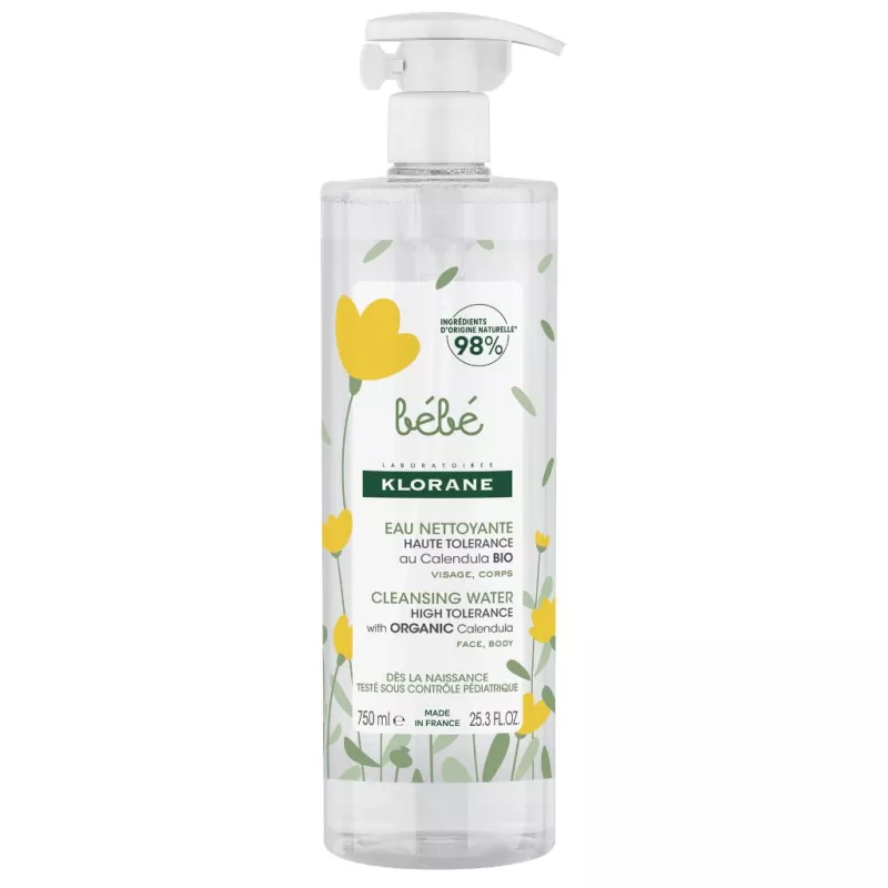 Eau nettoyante sans rinçage Klorane Bébé - 750ml