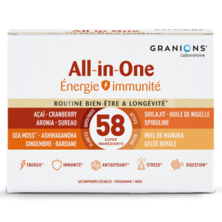 Routine bien-être & longévité All In One  Granions - Vitalité et anti-fatigue - 60 comprimés