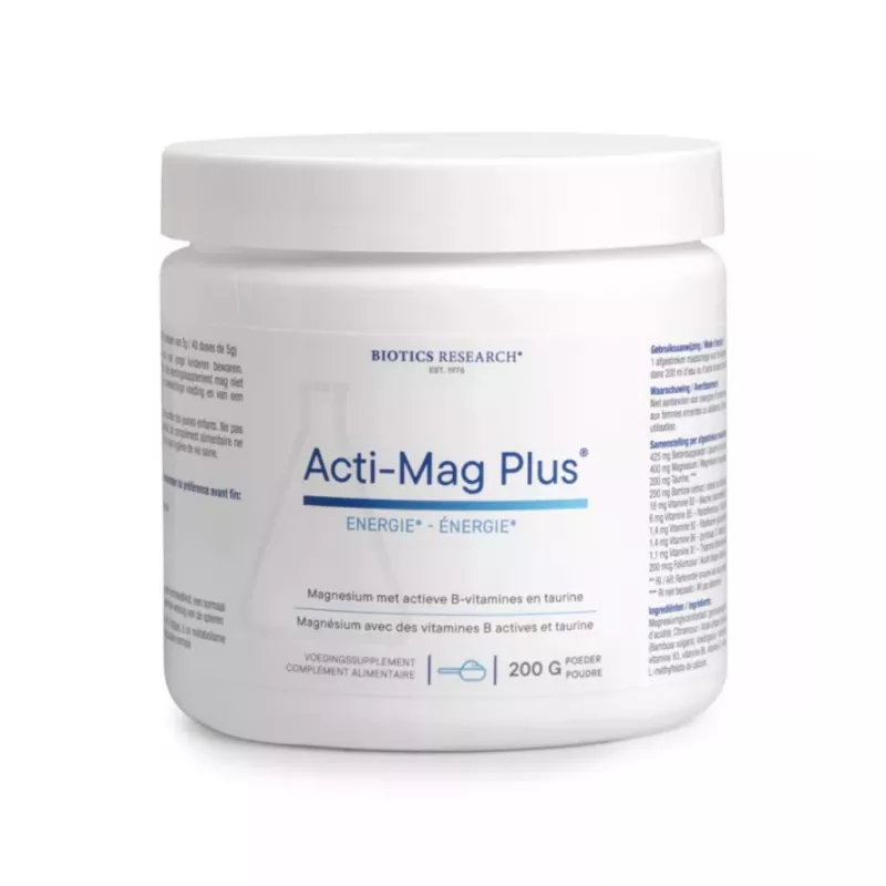 Acti-Mag Plus Poudre goût naturel de baies Energetica Natura - Stress et fatigue - 200g