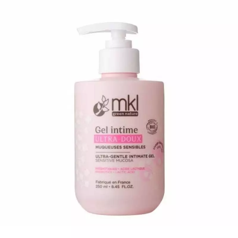 Packshot du MKL Gel Intime Ultra-Doux à l'aloe vera bio et prébiotiques - 250 ml, flacon pompe pour 