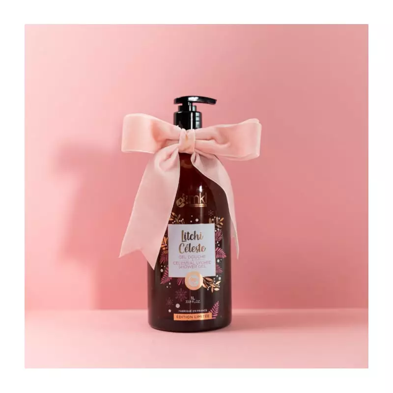 Packshot du gel douche MKL Litchi Céleste - Édition limitée 100 ml, flacon élégant au parfum exotiqu