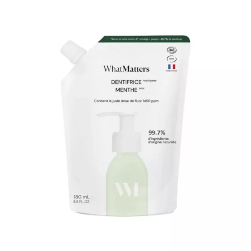 Dentifrice Menthe What Matters - Recharge Éco 180ml, Bio & Vegan