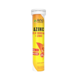 Azinc Vitamine C 1000 mg + Zinc Arkopharma - Défenses naturelles - 20 comprimés effervescents