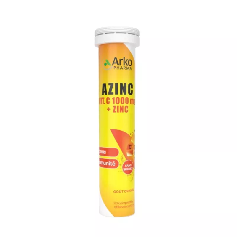 Azinc Vitamine C 1000 mg + Zinc Arkopharma - Défenses naturelles - 20 comprimés effervescents