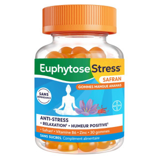 EuphytoseStress Safran Bayer - Gestion du stress - 30 gommes ananas mangue