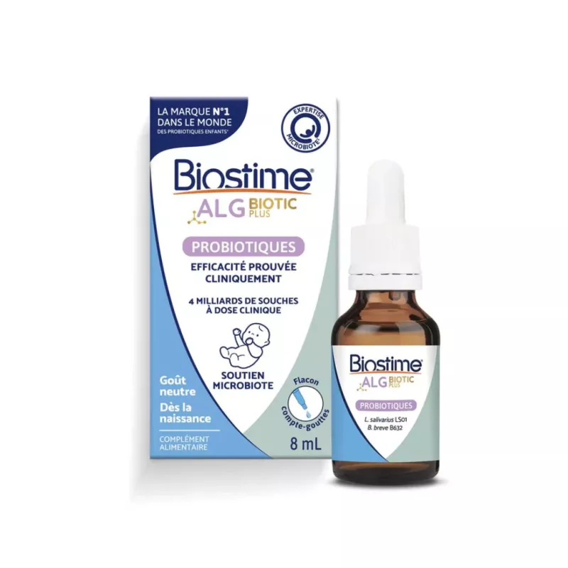 Probiotiques bébé ALG BIOTIC Plus Biostime - Équilibre du microbiote intestinal - 8ml