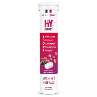 Pastilles d'hydratation 5 en 1 goût fruits rouges Hydrop Granions - 20 comprimés effervescents