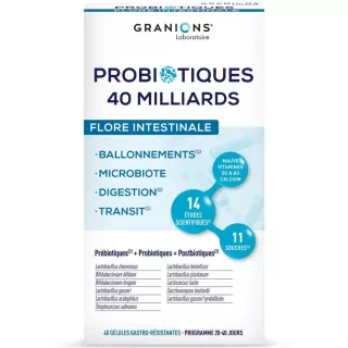 Probiotiques 40 milliards Granions - Flore intestinale - 40 gélules