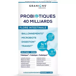 Probiotiques 40 milliards Granions - Flore intestinale - 14 gélules