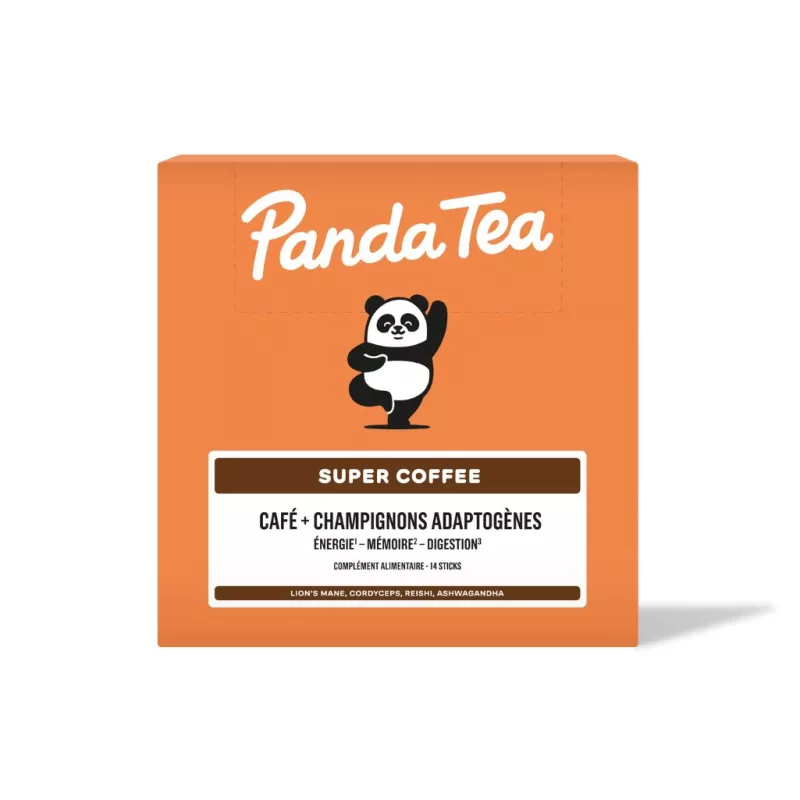 Super Coffee café + champignons adaptogènes Panda Tea - Énergie et concentration - 14 sticks