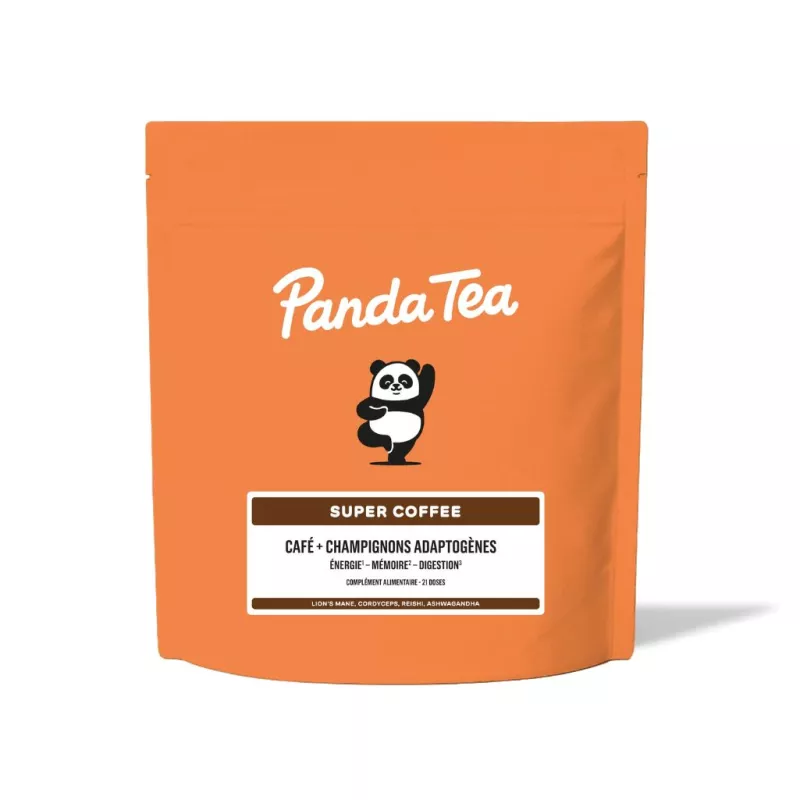 Super Coffee café + champignons adaptogènes Panda Tea - Énergie et concentration - 21 doses