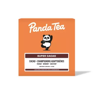 Super Cacao + champignons adaptogènes Panda Tea - Énergie et concentration - 14 sticks