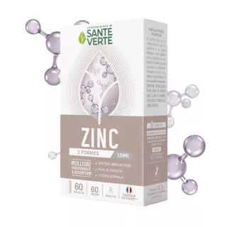 Zinc 15mg Santé Verte - Immunité, peau & métabolisme - 60 gélules