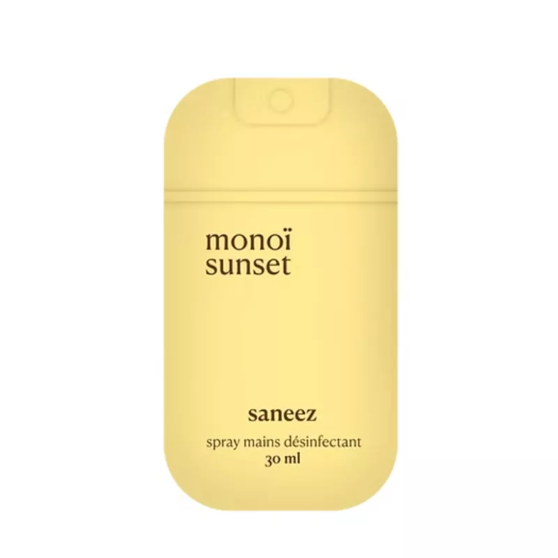 Spray désinfectant Monoï Sunset Saneez - Hygiène des mains & surfaces - 30ml