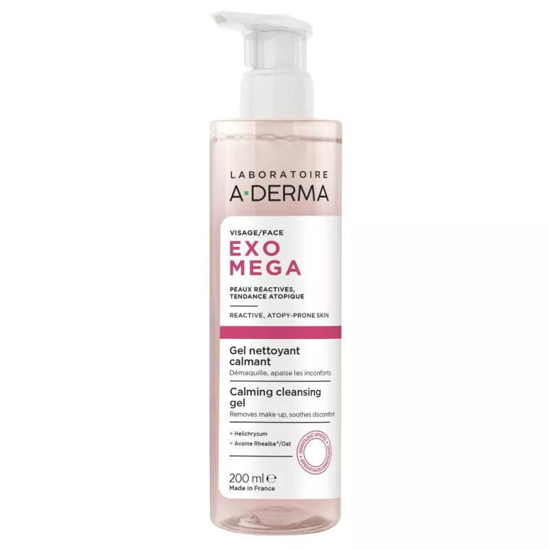 Gel nettoyant calmant Exomega A-Derma - Peaux réactives à tendance atopique - 200ml