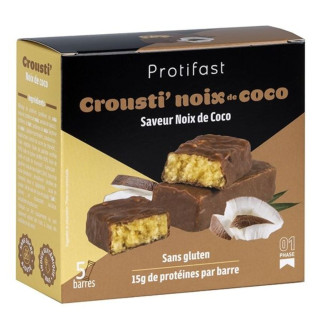 Barres protéinées saveur Crousti Noix de Coco Protifast - 5 barres de 44g