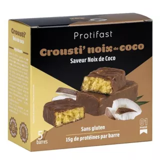 Barres protéinées saveur Crousti Noix de Coco Protifast - 5 barres de 44g