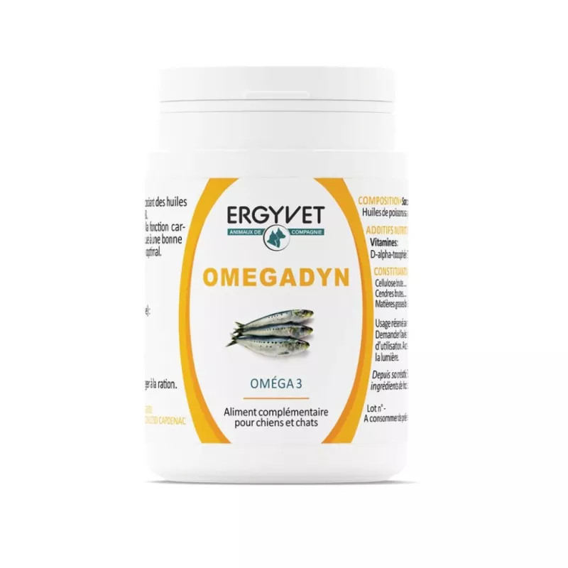 Omegadyn Oméga-3 chien & chat Ergyvet Nutergia - Vitalité & confort articulaire - 60 capsules