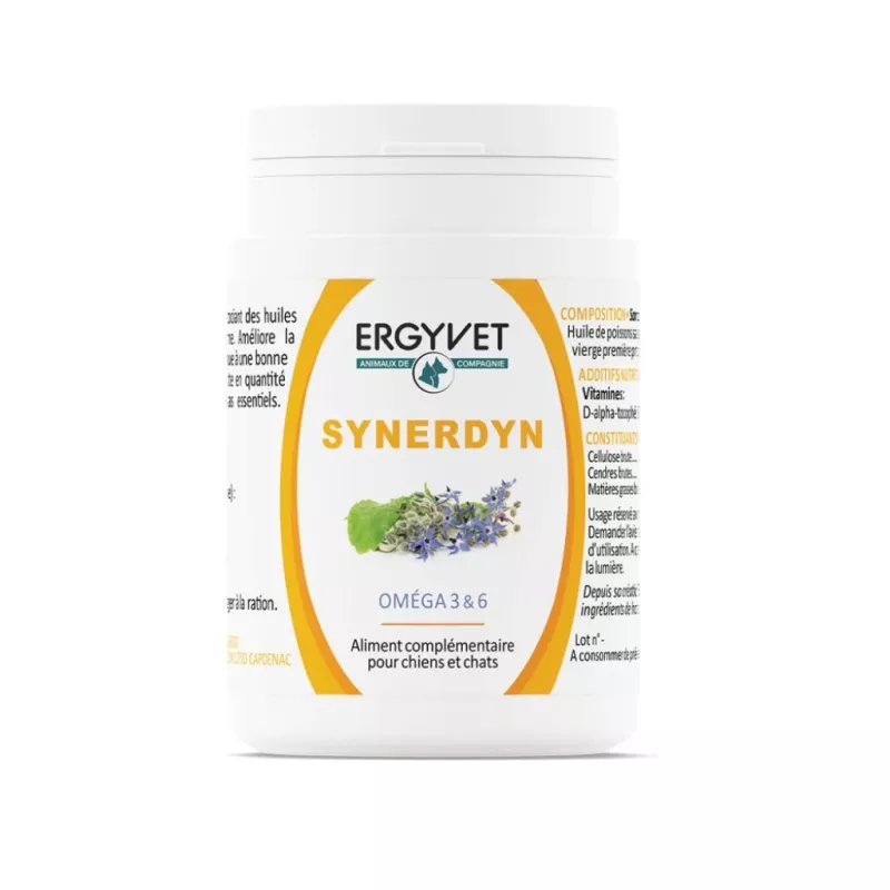 Synerdyn Oméga-3-6 chien & chat Ergyvet Nutergia - Peau & pelage - 60 capsules