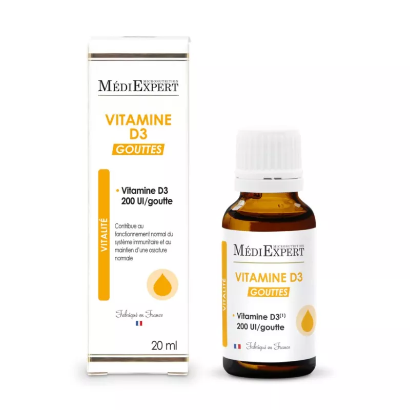 Vitamine D3 Gouttes MédiExpert - Immunité & capital osseux - 20ml
