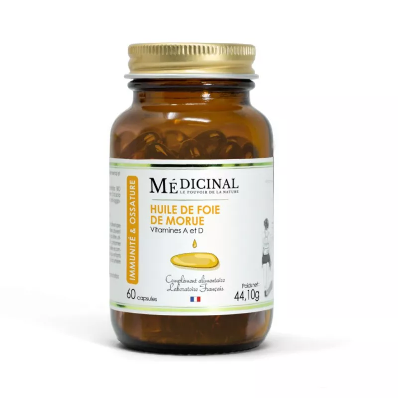 Huile de foie de moru MédiExpert - Immunité & santé des os - 60 capsules