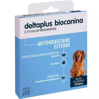 Collier antiparasitaire petits & moyens chiens Deltaplus Bicanina - 48 cm