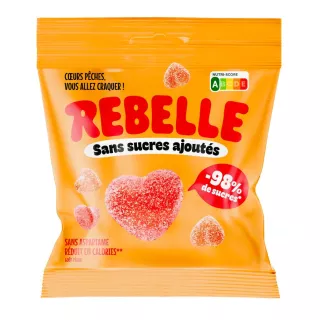 Bonbons cœurs Pêche sans sucres ajoutés Rebelle - 50g