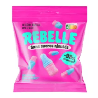 Bonbons bouteilles rose et bleu sans sucres ajoutés Rebelle - 50g
