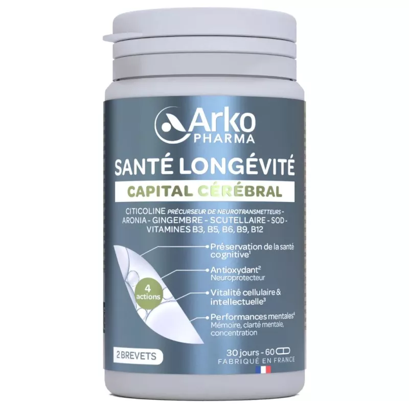 Capital cérébral Santé Longévité Arkopharma - 60 gélules