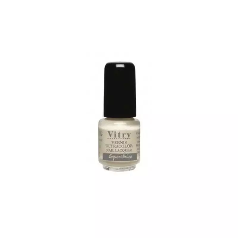 Vernis à ongles Vitry Impératrice mini dans un flacon élégant avec pinceau plat, mettant en valeur u