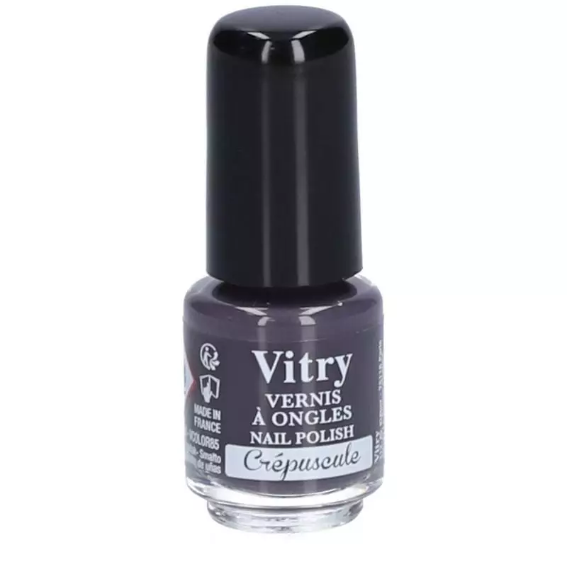 Vernis à ongles mini Vitry teinte Crépuscule N°85, flacon 4 ml avec pinceau plat et formule perméabl