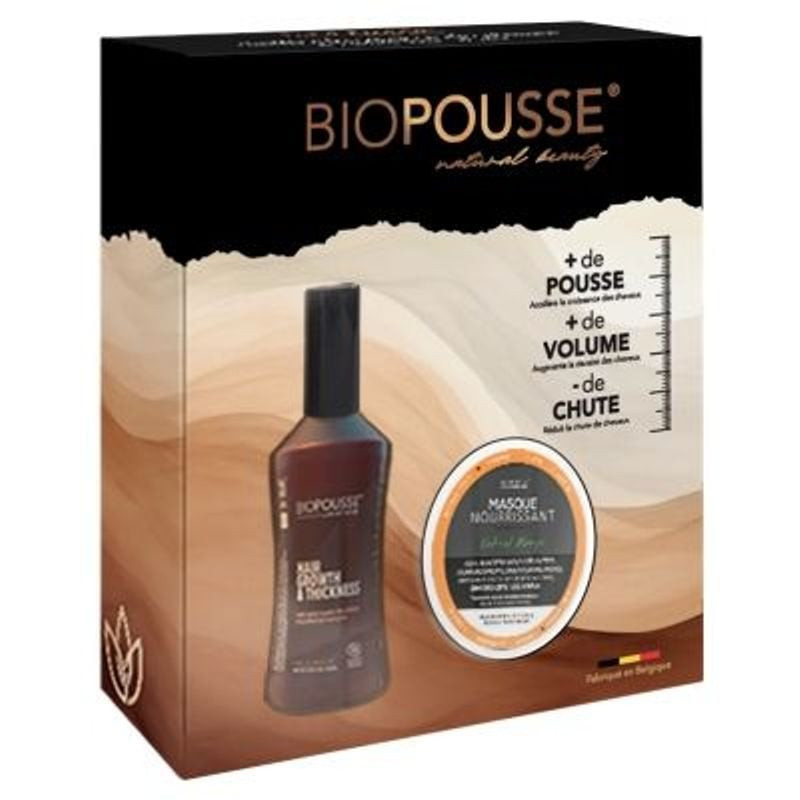 Coffret Biopousse lotion capillaire bio pour la pousse et masque nourrissant à la mangue