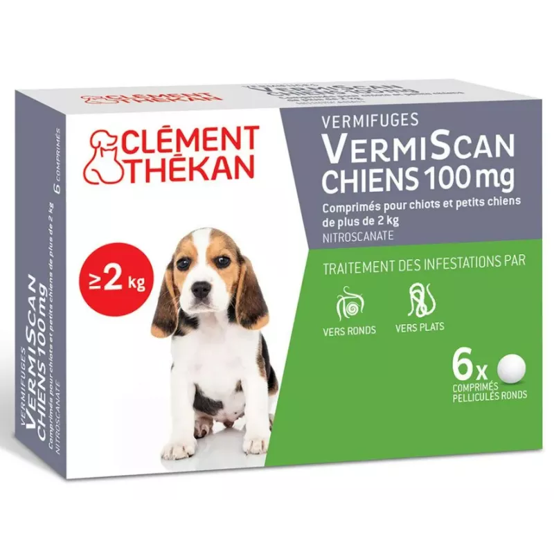 VermiScan chien +2 kg Clément Thékan - Chiots et petits chiens - 6 comprimés