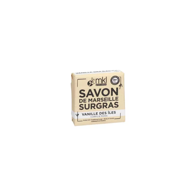 Savon de Marseille surgras à la vanille des îles MKL - Odeur douce - 100g