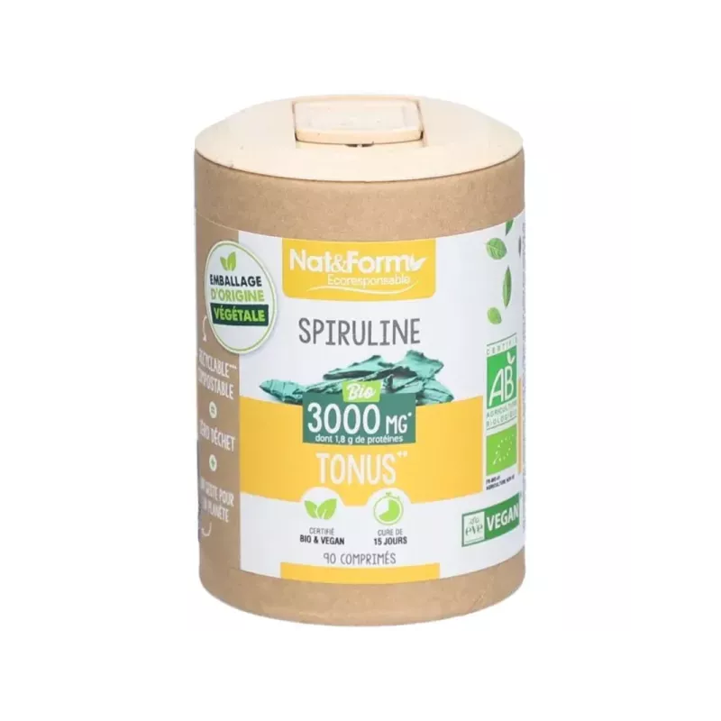 Spiruline Bio Nat&Form - Tonus et vitalité - 90 gélules