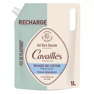 Gel bain douche Fleur de Coton Rogé Cavaillès - Visage et corps - Éco-recharge 1L