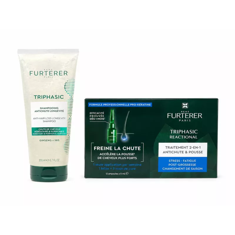 Traitement antichute réactionnelle Triphasic Reactional René Furterer - 12 ampoules