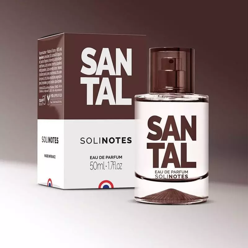 Packshot du flacon Solinotes Santal Eau de Parfum sur fond blanc