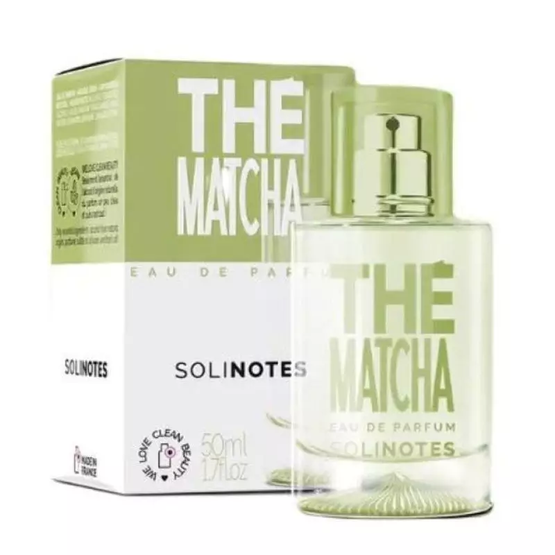 Vue de face du flacon Solinotes 1985892 Eau de Parfum Thé Matcha sur fond blanc