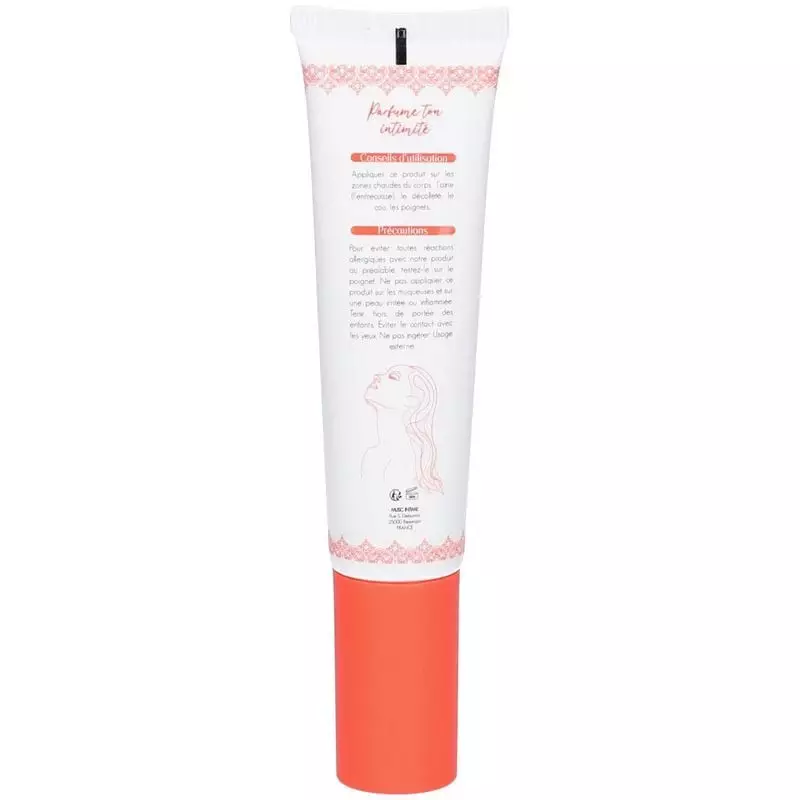 Détail de la texture du gel Hot Peach Musc Intime sur la peau, montrant une application non collante
