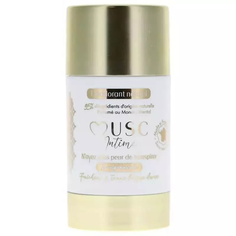 Musc Intime La Rayonnante stick déodorant naturel solide au parfum Monoï Oriental, packshot sur fond