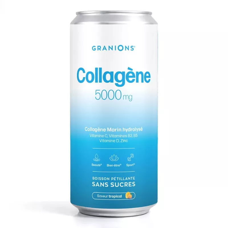 Boisson pétillante Collagène 5000mg sans sucres goût tropical Granions - Canette 330ml