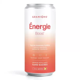 Boisson pétillante Énergie Boost sans sucres goût agrumes Granions - Canette 330ml