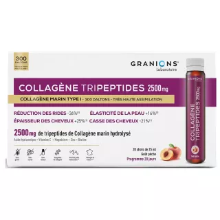 Collagène Tripeptides 2500mg Granions - Beauté de la peau - 8 shots de 25ml goût pêche