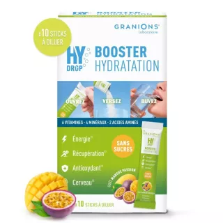 Sticks hydratation électrolytes 5 en 1 goût mangue passion Hydrop Granions - 10 sticks