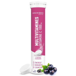 Multivitamines Vitamine C 1000mg Granions - Énergie, immunité & cognition - 20 comprimés effervescents goût cassis