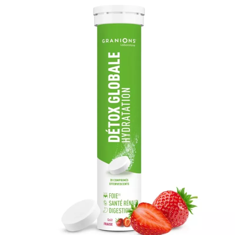 Détox Globale Hydratation Granions - Foie, reins & digestion - 20 comprimés effervescents goût fraise