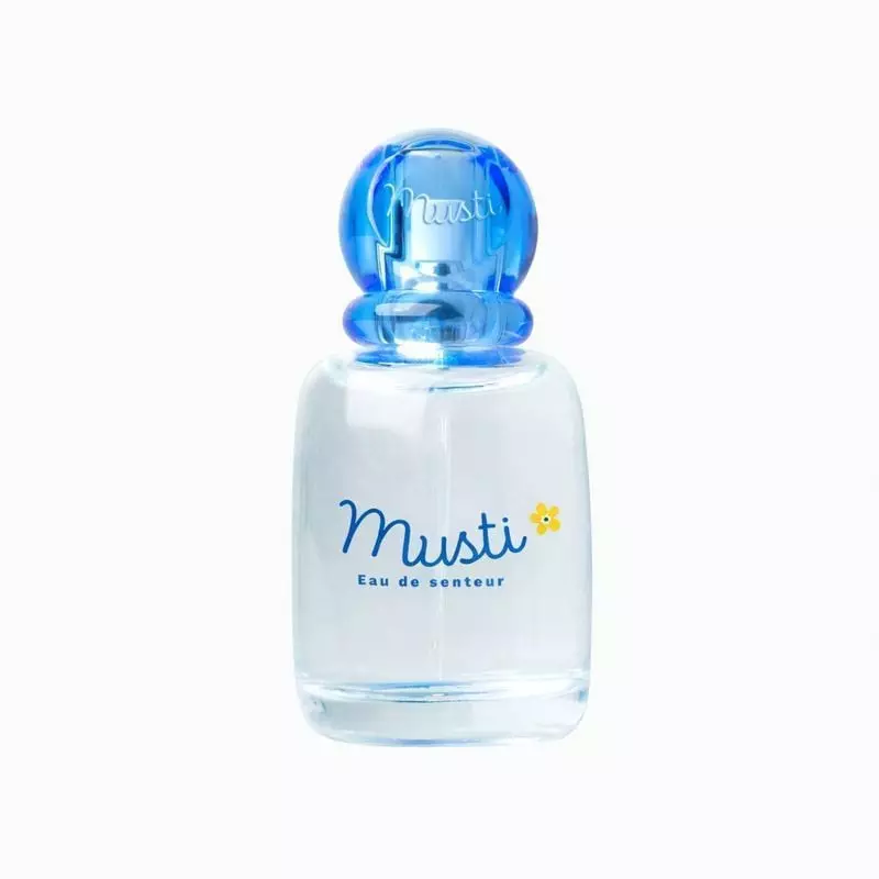 Flacon de Mustela Musti Eau de Senteur en vue latérale avec bouchon